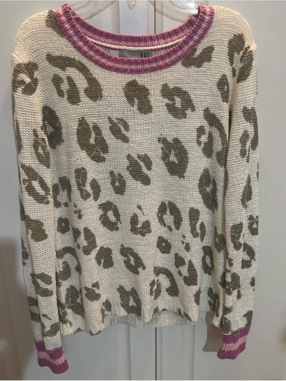 KUT from the Kloth Ivory & Sand Gracie Leopard Print Sweater Women's Small